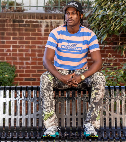 Pink and Electric Blue Striped Tee