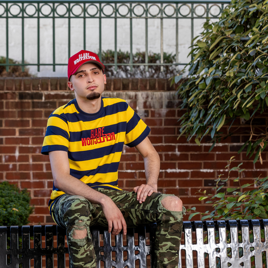 Yellow and Navy Striped Tee