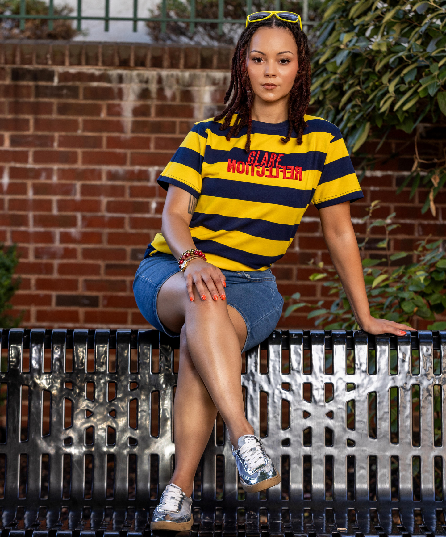 Yellow and Navy Striped Tee